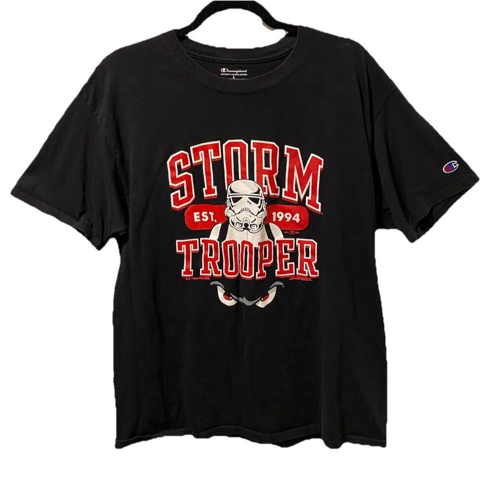 Champion Star Wars Stormtrooper Collectible Logo Baseball Tee Shirt Size Large